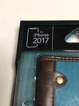 匿名送料込み iPhoneX用カバー 手帳型ケース ブルーグリーン カードポケット マグネット ストラップ 新品アイホン10 アイフォーンX/IM8_画像2