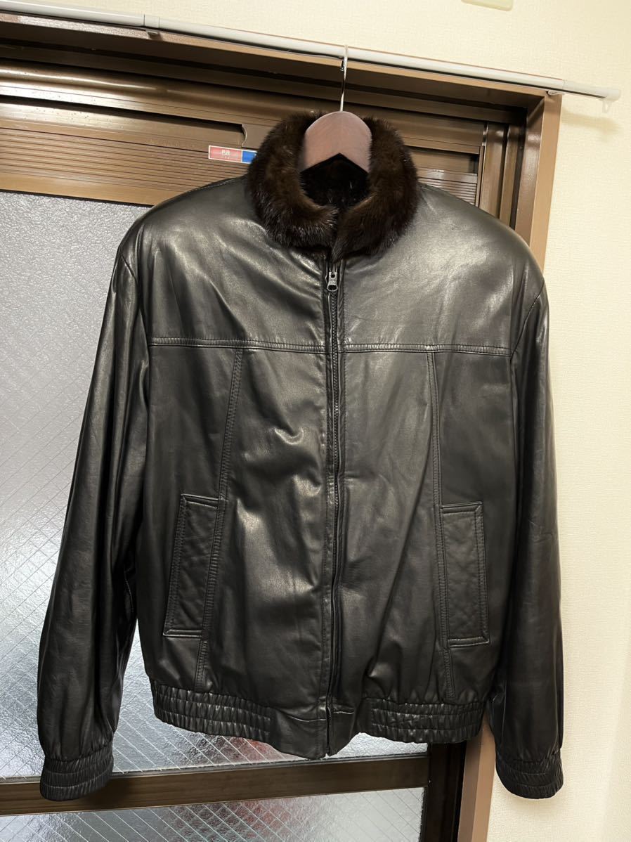 値下げ】 最高級ミンクファー&黒レザーリバーシブルジャケット美品 アウトレットなぜ激安 デザイン性も防寒性も最高級のレザー片面はミンクファージャケット 美品男女OK レザージャケット