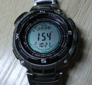 カシオ プロトレック PRW-1500TJ-7JF 電波ソーラー 方位 気圧 高度 温度計測可能 チタンバンド CASIO PROTREK 定価 63000円
