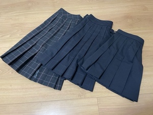 ♪コスプレ衣装♪ 中学高校制服 チェックスカート3枚セット (京都 城陽高校、大阪 ビジネスフロンティア高校) 紺 水色 青 ピンク セーラー