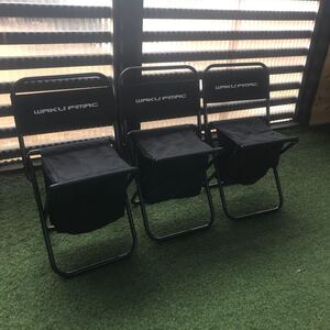 折りたたみコンパクトチェア 3脚セット 一回使用 ブラック色 保冷バック付き フィッシングチェア