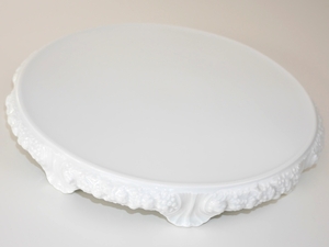 新品に近い美品 ドイツ製ROSENTHALケーキプレート磁器ケーキ皿スタンド大皿31cmデザートプレート ロココ バロック花柄フルーツ盛皿ホワイト