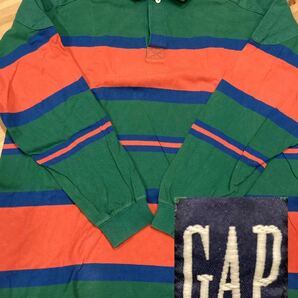 GAP OLD ポロシャツ 長袖 90s Lサイズ OLDGAP ラガーシャツ ボーダー ストライプ 