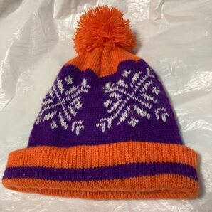 ニット 帽 赤ちゃん ベビー 子供 子ども キャップ 帽子 男の子 女の子 スキー スノーボード 冬 秋 雪 暖かい 耳当て 紫 オレンジ ポンポン
