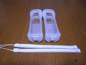 JS044 Wii リモコンカバー ジャケット ストラップ2個セット(動作良好 クリーニング済)白 ホワイト