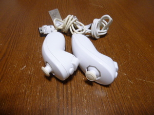 N091【即日配送 送料無料 動作確認済】Wii ヌンチャク 2個セット 白 ホワイト(クリーニング済)RVL-004