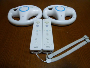 HR024【即日発送　送料無料】Wii ハンドル　リモコン 2個セット　ホワイト　（動作良好 クリーニング済）白 　NINTENDO　任天堂 純正 