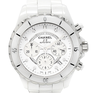 シャネル CHANEL J12 クロノグラフ 9Pダイヤ H2009 ホワイトセラミック メンズ腕時計 自動巻き