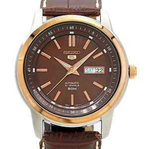 1円~SEIKO セイコー5 デイデイト 逆輸入モデル ブラウン文字盤 SS/GP メンズ腕時計 SNKM90KC(SNKM90K1) 自動巻き セイコー