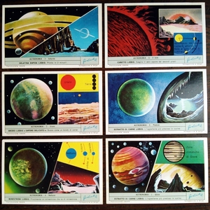 1970年 LIEBIG◆天文学②6種 アンティーク ビンテージ クロモス カード◆太陽系 木星 土星 天王星 海王星 冥王星 太陽 天体 惑星 宇宙 