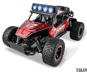 ラジコンカー オフロード LEDライト付き 1/14スケール 2WD キッズRCカー 初心者 2.4GHz レーシングビークル 子供向け おもちゃ レッド