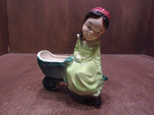  Vintage 50's* young lady ceramic planter *220124i6-otclct 1950s woman person ceramics ornament objet d'art 