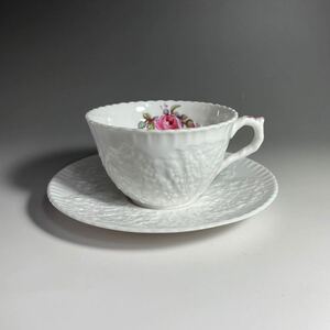 英国 ヴィンテージ SPODE スポード Bridal Rose ブライダルローズ ティーカップ ソーサー イギリス ピンク薔薇 陽刻 BONE CHINA