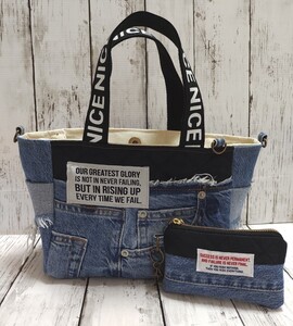 ハンドメイド バッグ デニムバッグ トートバッグ