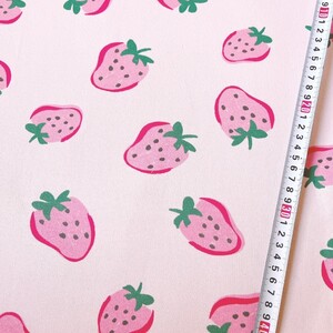 いちご柄 裏毛 起毛ニット 150×50cm ニット生地 布 はぎれ ハギレ いちご ストロベリー