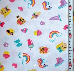 SALE★ ニコちゃん 虹 Tシャツニット 170×65cm ニット生地 布 はぎれ ハギレ