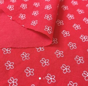 SALE 花柄 リネン混 薄手ニット 160×60cm ニット生地 布 はぎれ ハンドメイド 花 フラワー