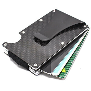 マネークリップ カードケース 軽量 カーボン製 RFID機能 磁気 スキミング防止 カード 12枚 収納 男女兼用 財布