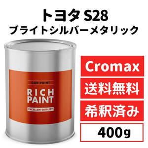 トヨタ ブライトシルバーメタリック S28 車 塗料 希釈済み アクサルタ クロマックスプロ ベース キズ 補修 修理 TOYOTA 400g RICHPAINT