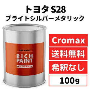 トヨタ ブライトシルバーメタリック S28 車 塗料 希釈なし アクサルタ クロマックスプロ ベース キズ 補修 修理 TOYOTA 100g RICHPAINT