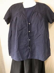 * JOURNAL STANDARD( Journal Standard ) short sleeves blouse dark blue navy shirt 