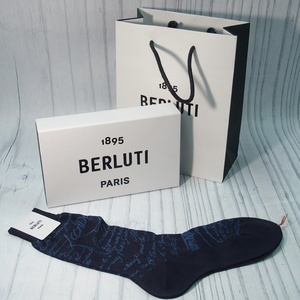 2 BERLUTI Berluti socks socks men's navy navy blue storage case attaching m002