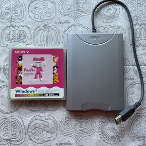 【ジャンク品】FUJITSU FDDユニット(USB) CP032170-01 と【未開封新品】SONY FD 3枚組