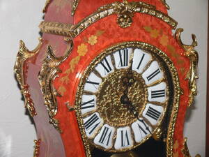 イタリア製 振り子置時計◆繊細な象嵌細工/綺麗なバーズアイ/煌びやか真鍮装飾◆ドイツHERMLE/ヘルムレ クォーツ ウエストミンスター 