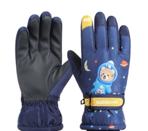  Kids лыжи модель защищающий от холода перчатки темно-синий медведь принт 