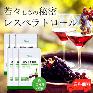 【リプサ公式】 赤ワインの恵 約1か月分×6袋 C-505-6 サプリメント サプリ 健康食品 送料無料