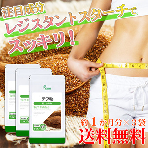 【リプサ公式】 テフ粒 約1か月分×3袋 T-747-3 サプリメント サプリ 健康食品 ダイエット 送料無料