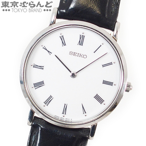 101564341★1円~ セイコー SEIKO メカニカル 時計 腕時計 メンズ 手巻き SS ホワイトローマン 社外レザーベルト 黒 2針 SCVL002 6810-8000