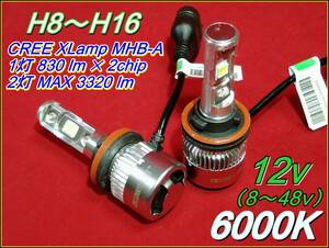 ●H8～16対応 CREEchip搭載 LEDフォグ 6000K 1灯1660Lm×2 12v