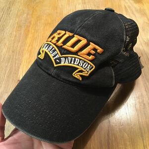 Harley-Davidson RIDE ハーレーダビッドソン 純正 メッシュキャップ帽 帽子 レトロ ビンテージ 刺繍 古着 匿名配送