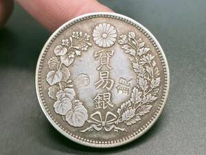 古錢 日本コイン 旧家初出 貿易銀 大日本 明治7年 竜 銀貨 銀幣 美品 希少 Y382