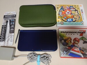 美品 Newニンテンドー3DS LL メタリックブルー 充電器ソフトなどセット