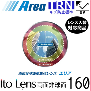 エリア 160 トランジェ レンズ 単品販売 フレーム 持ち込み 交換可能 度あり対応 イトー 両面非球面レンズ UVカット付（２枚）Area160