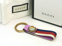 ★◆美品◆GUCCI/グッチ◆GGキーリング パール◆ハートウェブ◆499677◆オリジナルBOX/保存袋付◆キーホルダー_画像1