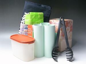 ◆未使用◆TUPPERWARE/タッパーウェア◆5点セット◆MMだ円 ＃2/フラワーべース/パスタトング/トートバッグ×2（大・小）◆