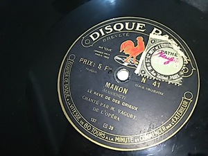 仏DISQUE　PATHE盤「MANON」「LA　FILLE　DU　TAMBOUR　MAJOR」