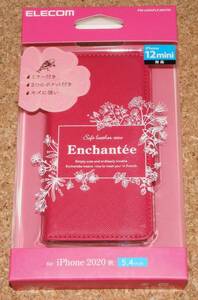 ★新品☆ELECOM iPhone12mini レザーケース Enchantee ミラー付き ディープピンク