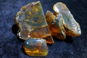  limitation! fine quality 35g/178ct3 piece set Myanma production blue amber amber raw ore 