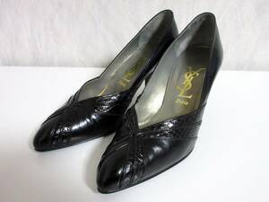 YSL イヴサンローラン レザー パンプス 黒 ブラック 34 1/2 北4402