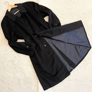 至高のカシミヤ100%!!エルメネジルドゼニア『繊維の宝石』Ermenegildo Zegna ステンカラーコート ロング L位 ダークネイビー 濃紺