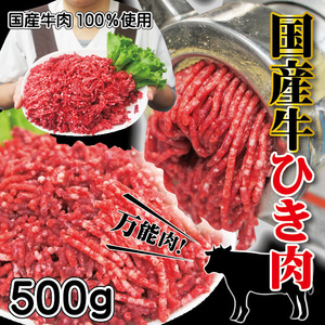 牛肉ひき肉国産100％　500ｇ入　冷凍　パラパラミンチではありませんが格安商品