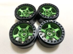 国内即納!4本セット 緑CNC高精度ビードロック 1.9インチアルミホイール RCクローラー TRX4 SCX10 RC4WD CC02 アキシャル トラクサス axial