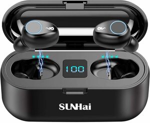 新品未開封 SUNHAI F9 Bluetooth5.0ワイヤレスイヤホン LEDディスプレイ 左右分離型 CVC8.0ノイズキャンセリング 超大容量充電ケース付き