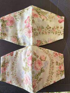 立体マスク ハンドメイド2枚 ローラアシュレイハンカチ