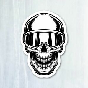 送料無料◆Skull with Goggles スカルゴーグル◆ダイカットステッカー｜6×4.2cm｜超防水 UVプロテクト 屋外使用可【S381】