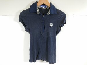 BURBERRY BLUE LABEL バーバリー ブルーレーベル 半袖 Tシャツ カットソー 紺 ネイビー ロゴ サイズ 38 トップス ユーズド